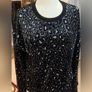 Donna Karan Black and Gray Animal Print Sweater